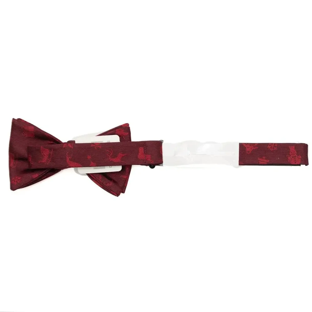New Saddlebred Adjustable Pre-tied Silk Blend Red Christmas Snowman Tree Bowtie